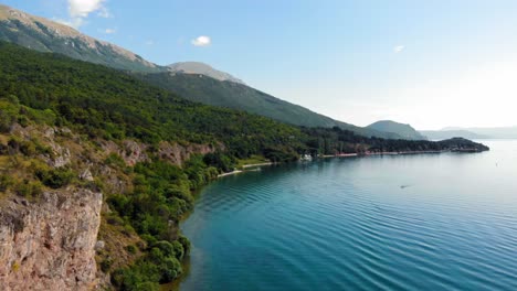 aerial shot of macedonia coast