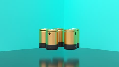 gold black battery abstract 3d rendering motion green background