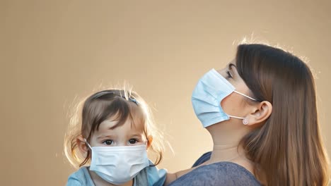 a mother and daughter wearing face masks