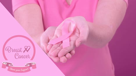 animación de concienciación sobre el cáncer de mama texto sobre mujer caucásica