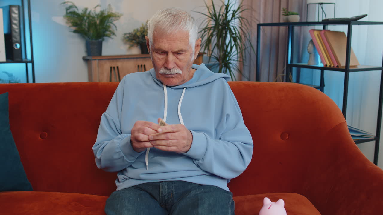 가난한 노인, 1달러 지폐, 금융 위기, 파산, 빈곤