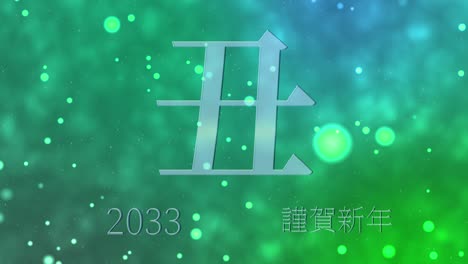 2033 japanese new year celebration words kanji zodiac signs motion graphics