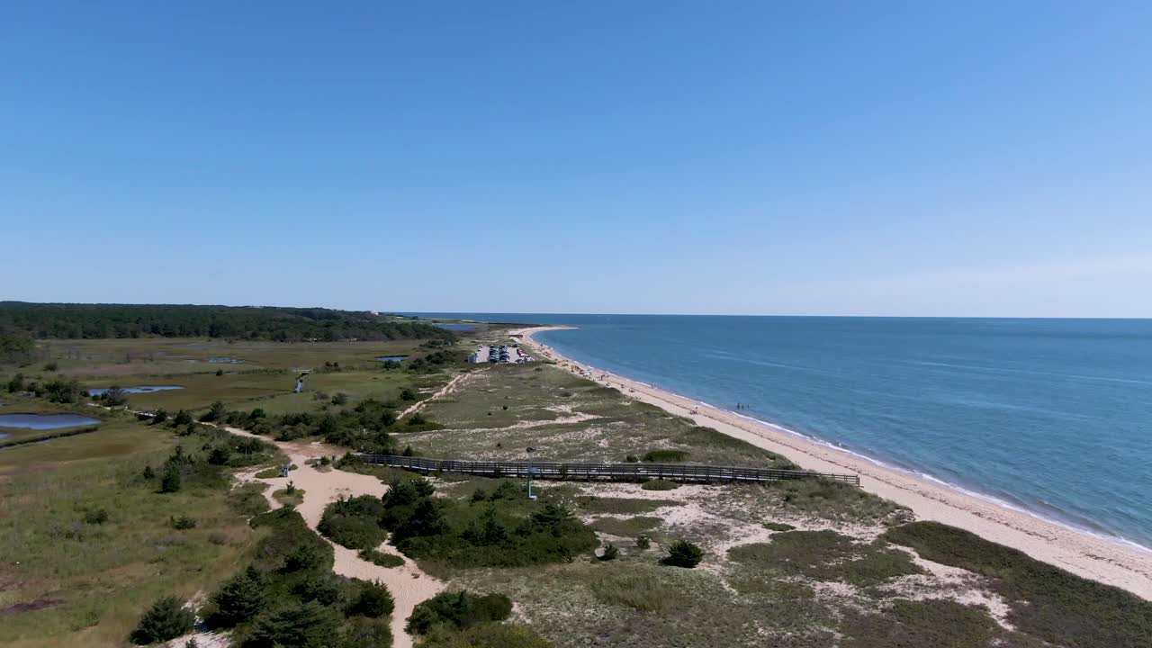 풍경과 대서양의 아름다운 전망, 구름 없는 푸른 하늘, 국가 보호 구역, 공중 전망