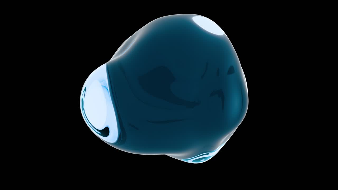 Abstract Dark Blue Liquid Blob Morphing on Black Background