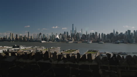 Horizonte-De-La-Ciudad-De-Manhattan-Nueva-York-Durante-El-Día,-Vista-Desde-Nueva-Jersey