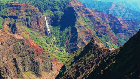 Video-Panorámico-De-Una-Cascada,-En-El-Cañón-De-Waimea,-En-La-Isla-De-Kauai,-Hawaii