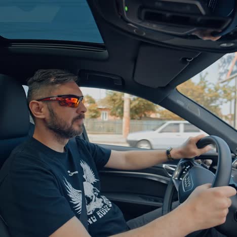 interior of new premium audi. audi customers testing the new audi e-tron electric car