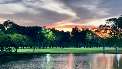 serene sunset view at a golf course