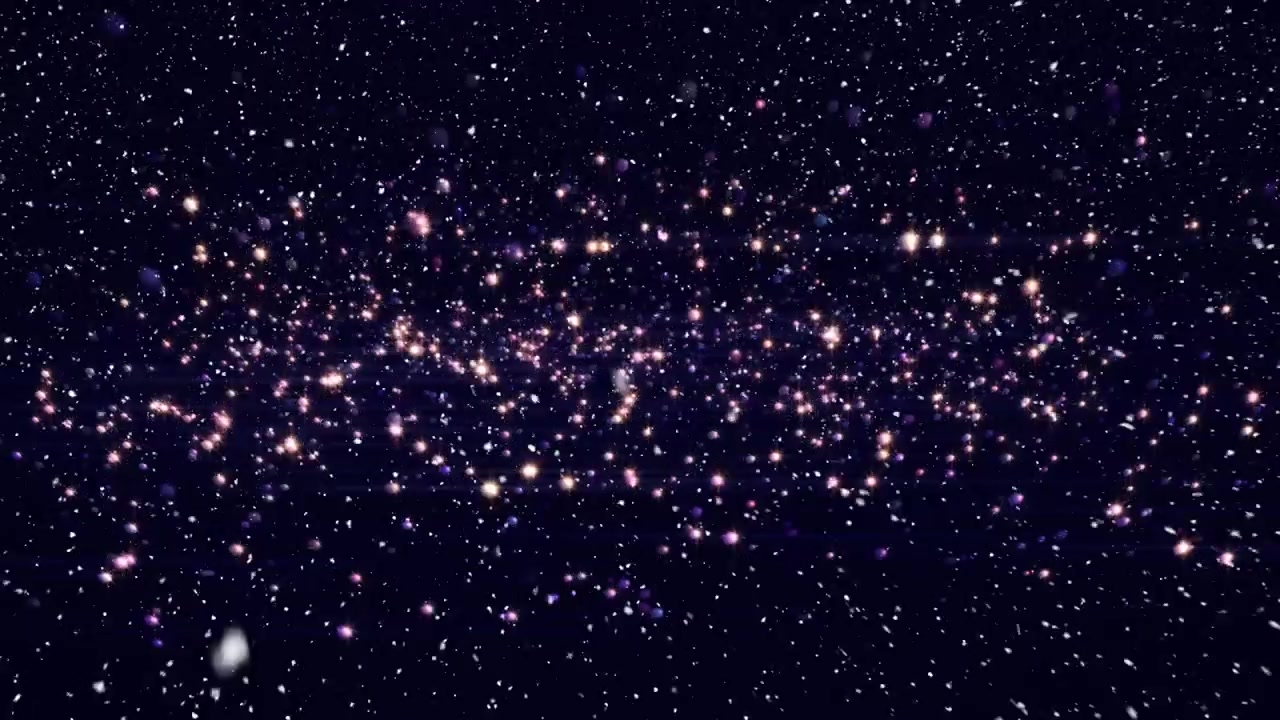 गहरे रंग की पृष्ठभूमि पर गिरते हुए चमकते हुए कंफ़ेटी का एनिमेशन।