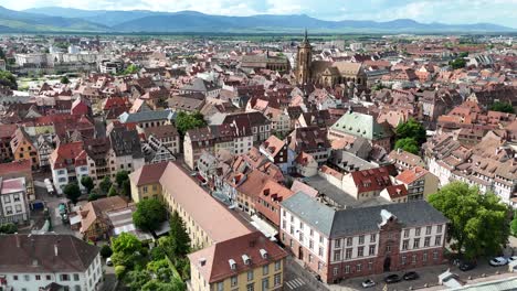 colmar france old town centre drone, aerial 4k footage