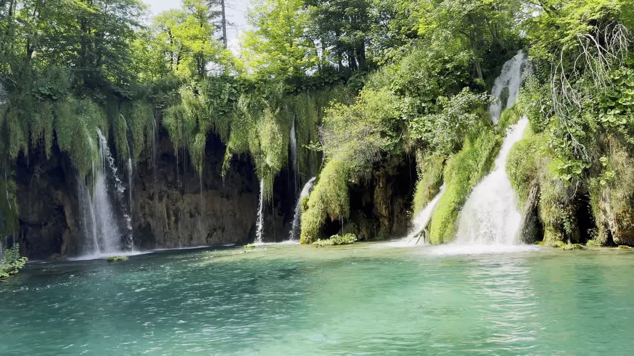 Crystal clear water and waterfalls at Plitvice Lakes National Park, Croatia