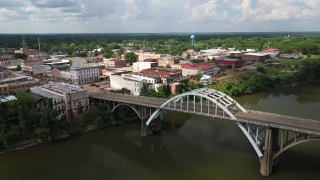 edmund pettus bridge in selma, alabama with drone video moving down