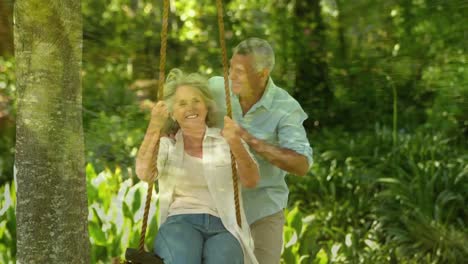 Old-couple-playing-on-the-swing