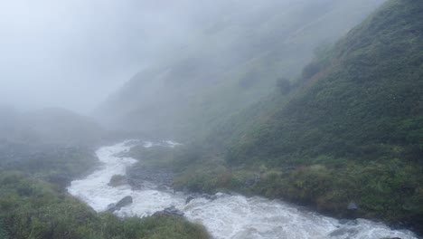 foggy mountain river landscape