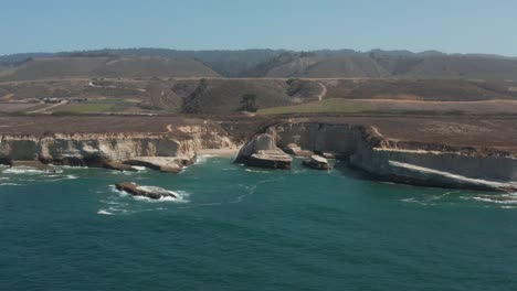 aerial view of ocean at shark fin cove on high way 1 in northern california