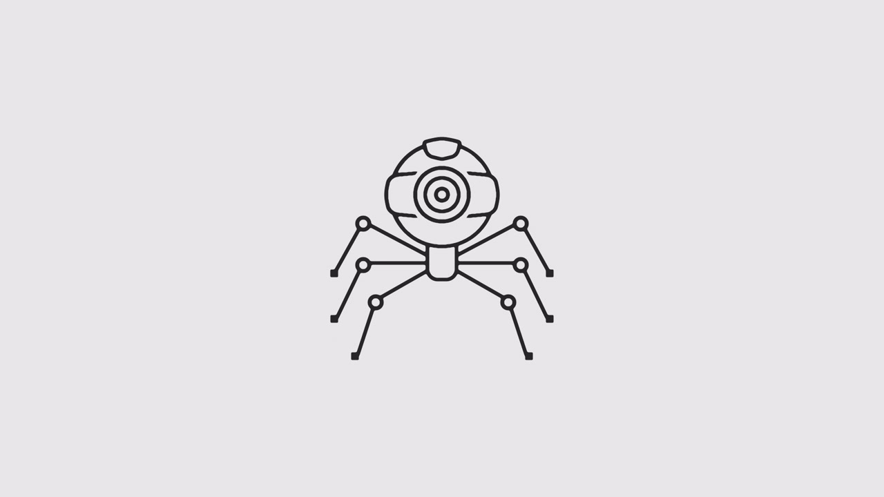 Disegno animato di un robot ragno minimalista