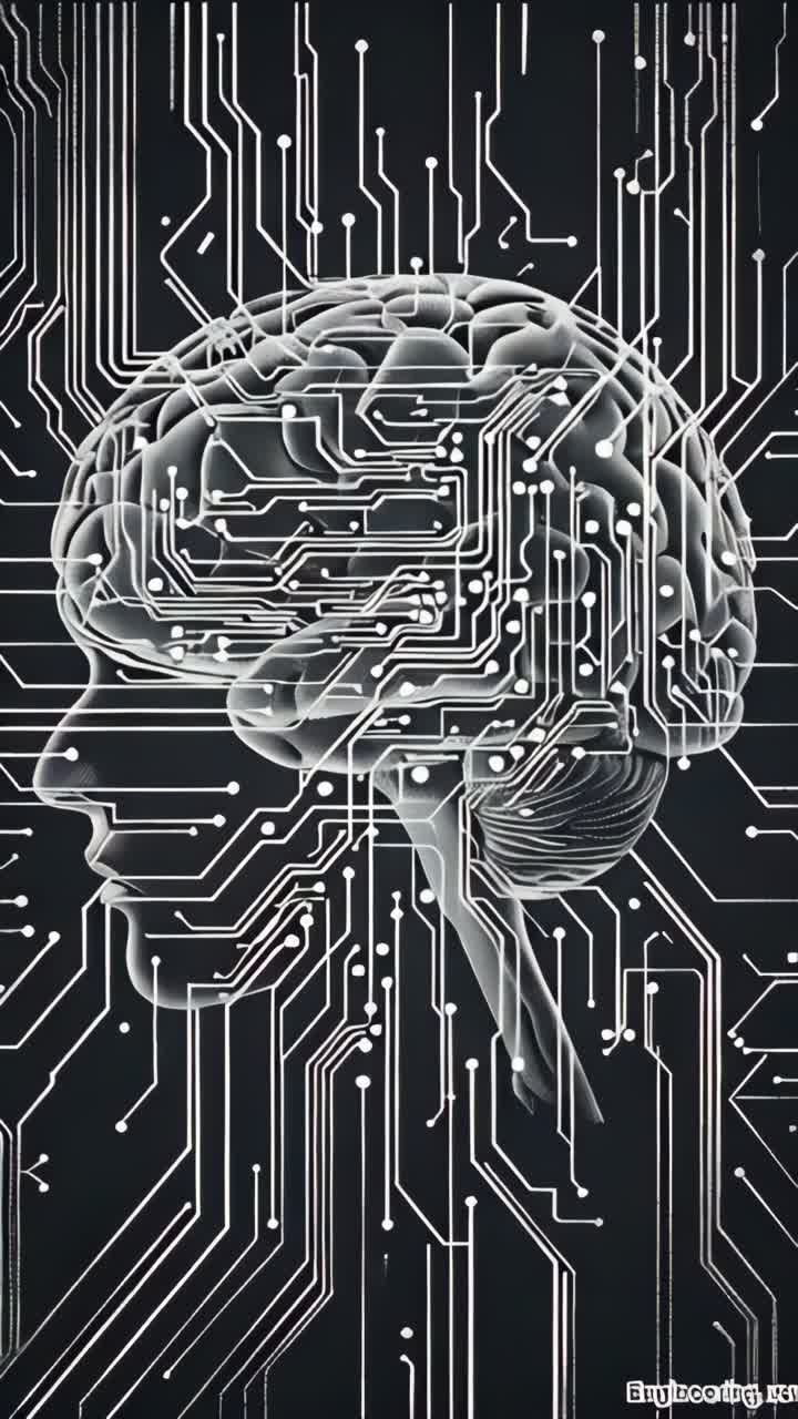 Prompt Engineering, technology, idea, brain in white line on black background