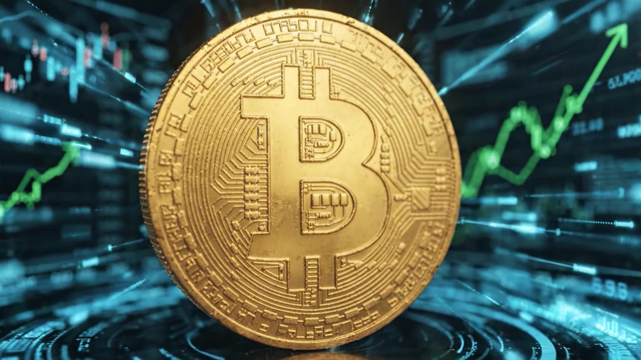 L'evoluzione delle criptovalute: una rappresentazione straordinaria dell'impatto di Bitcoin sui mercati finanziari e le economie digitali attraverso elementi visivi avanzati.