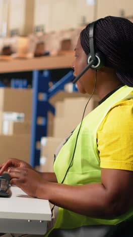 vertical video customer support employee handles e-commerce order issues on a call