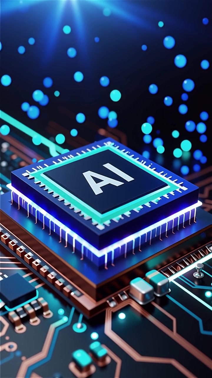 Futuristic AI Chip Motherboard Technology Background