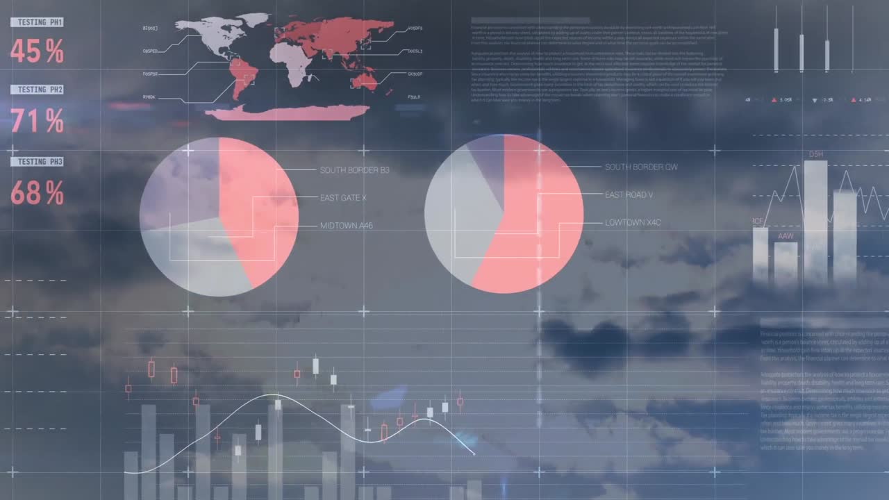 Yhdistelmävideo tilastollisesta tiedonkäsittelystä pilvien taustalla sinisellä taivaalla.