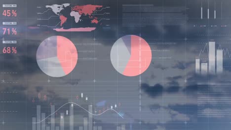 Vídeo-Compuesto-De-Procesamiento-De-Datos-Estadísticos-Contra-Las-Nubes-En-El-Cielo-Azul.