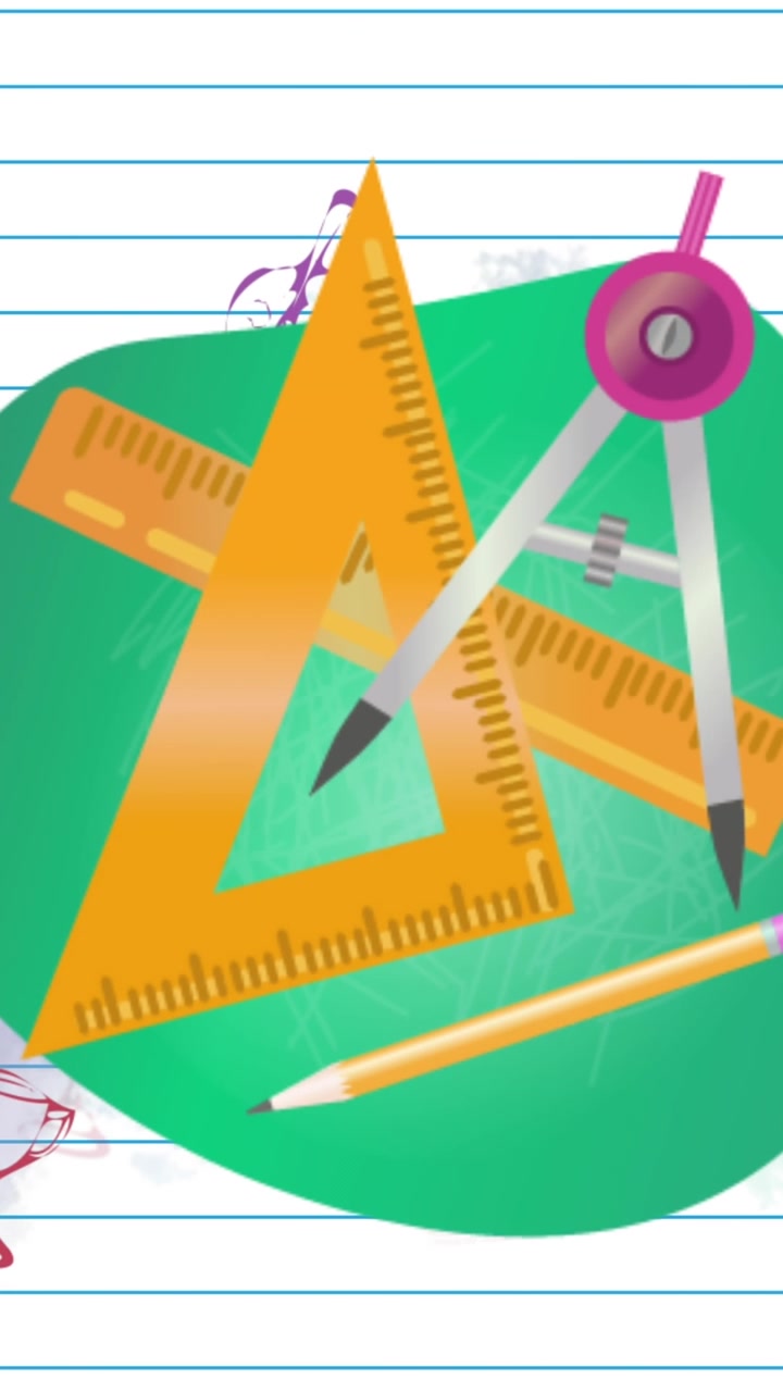 Animation of falling school supplies over lined sheet