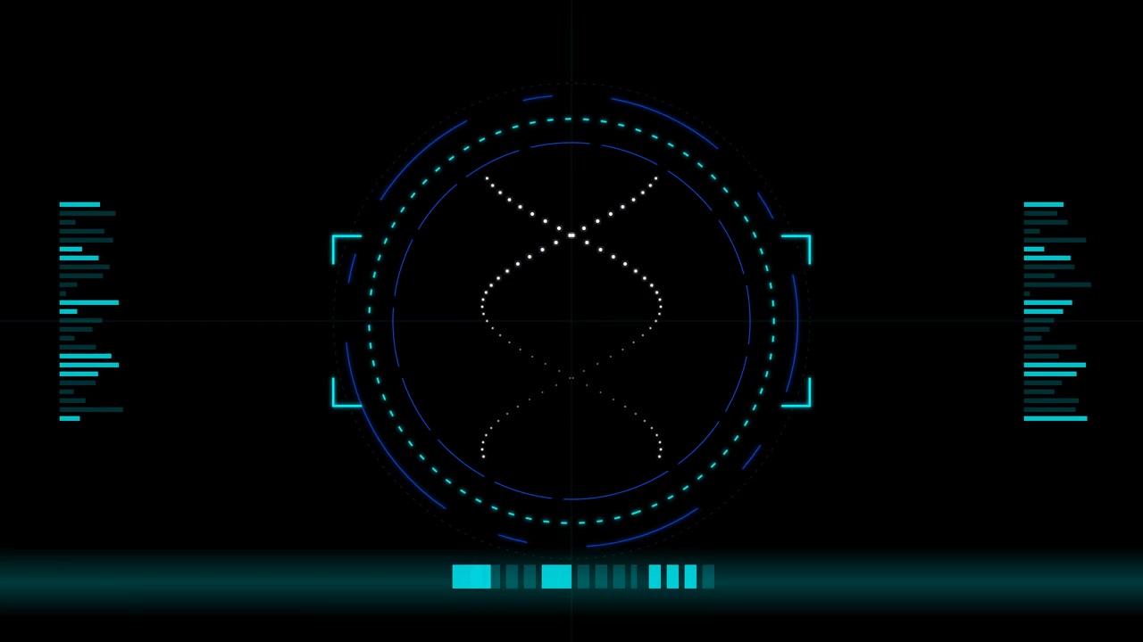 Digital DNA Helix Animation with Futuristic HUD Interface