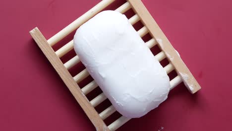 soap on a wooden soap dish