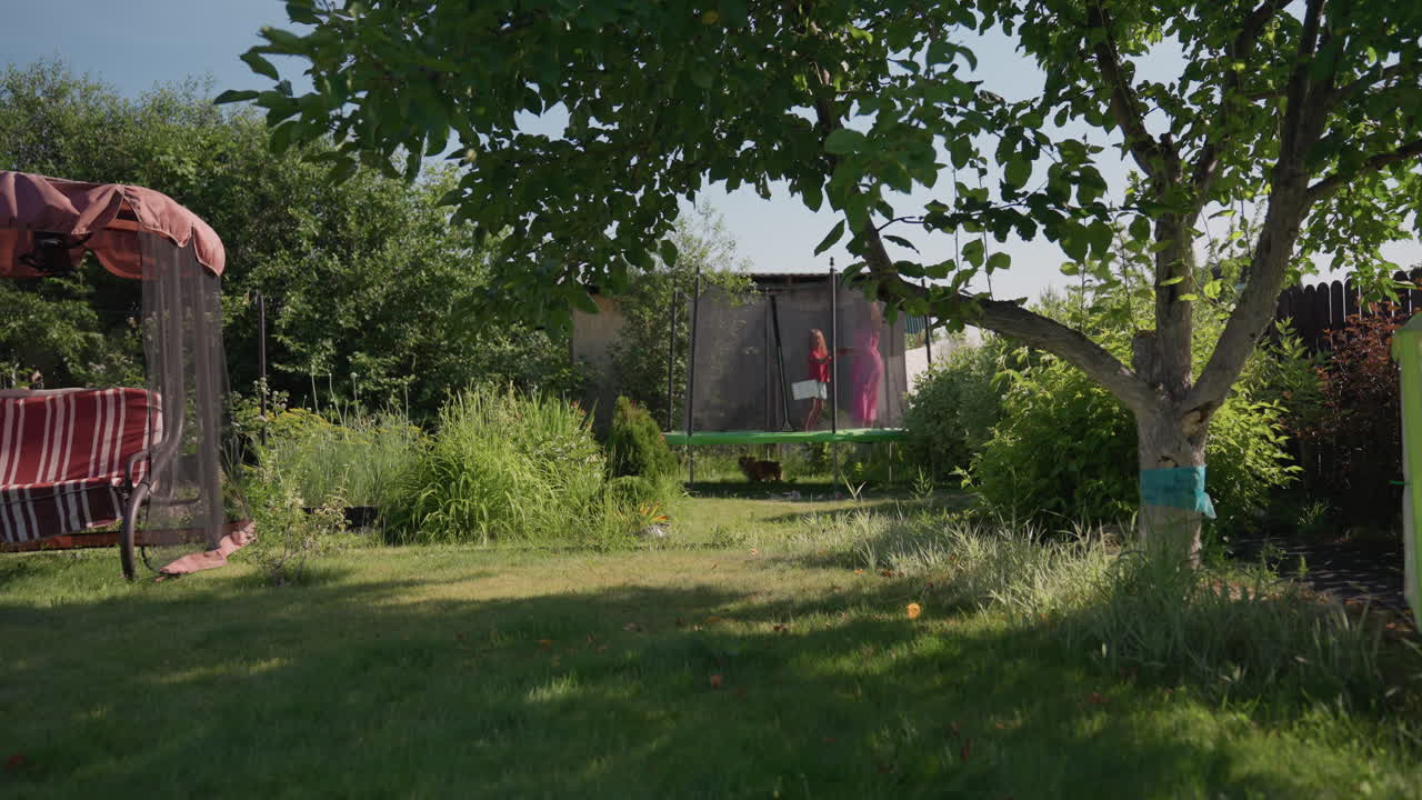 Cheerful Outdoor Landscape, Luminous Neighborhood Garden With Trees, Radiant Suburban Yard Showcasing Lush Greenery, Bright Sunny Outdoor Space With Trees And Open Recreational Area