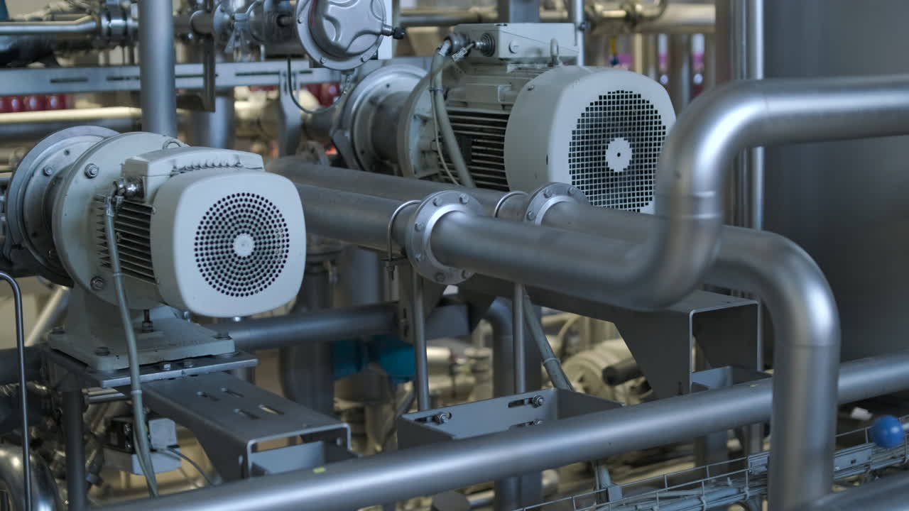Industrial Pumps and Pipelines in a Modern Manufacturing Facility