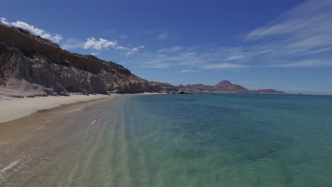 aerial shot a calm beach of cabo pulmo national park, baja california sur