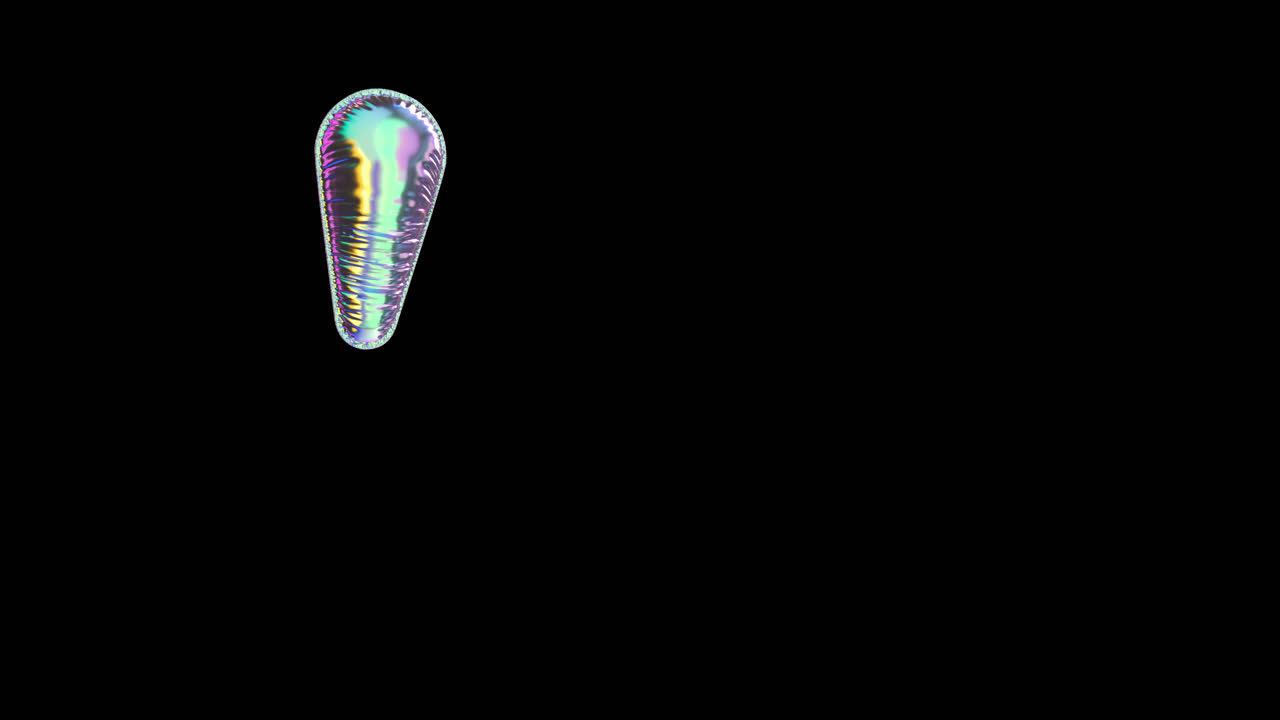 Iridescent Abstract Shape Rotating on a Black Background