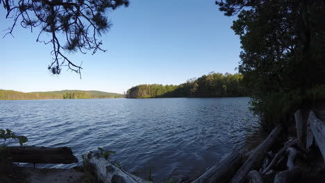 Serene-morning-time-lapse-panoramic-lake-view-Maine-Mount-Katahdin-area