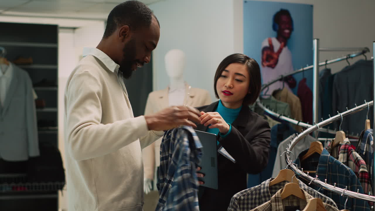 Clothing store with customers shopping for apparel