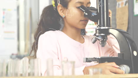 una niña mirando en un microscopio 4k