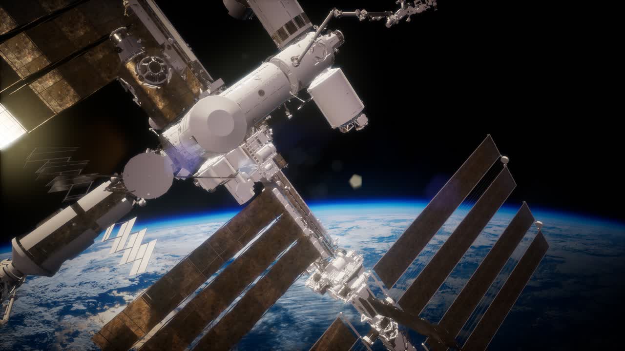 estación espacial internacional en el espacio exterior sobre el planeta tierra