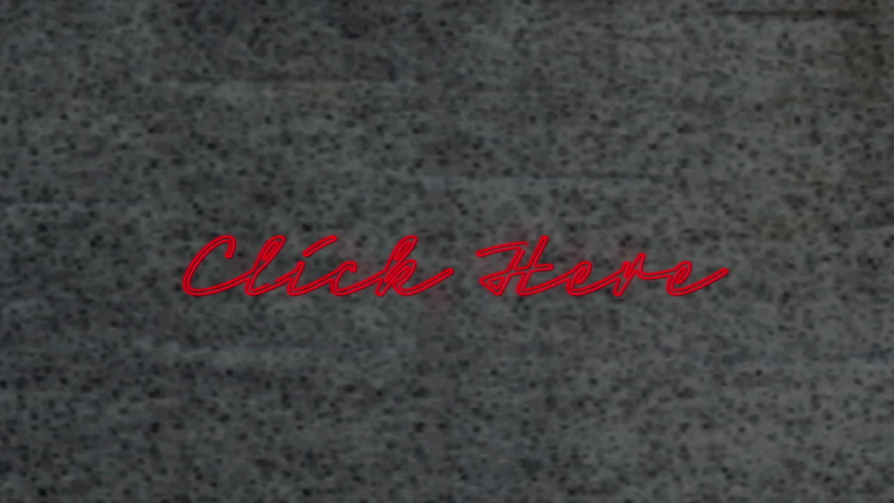 animación de neón haga clic aquí texto sobre fondo texturizado