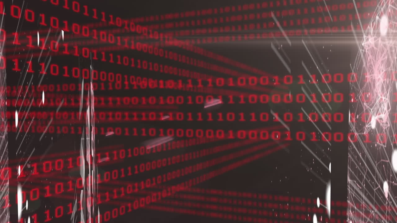 animación del procesamiento de datos del sistema binario sobre un fondo negro