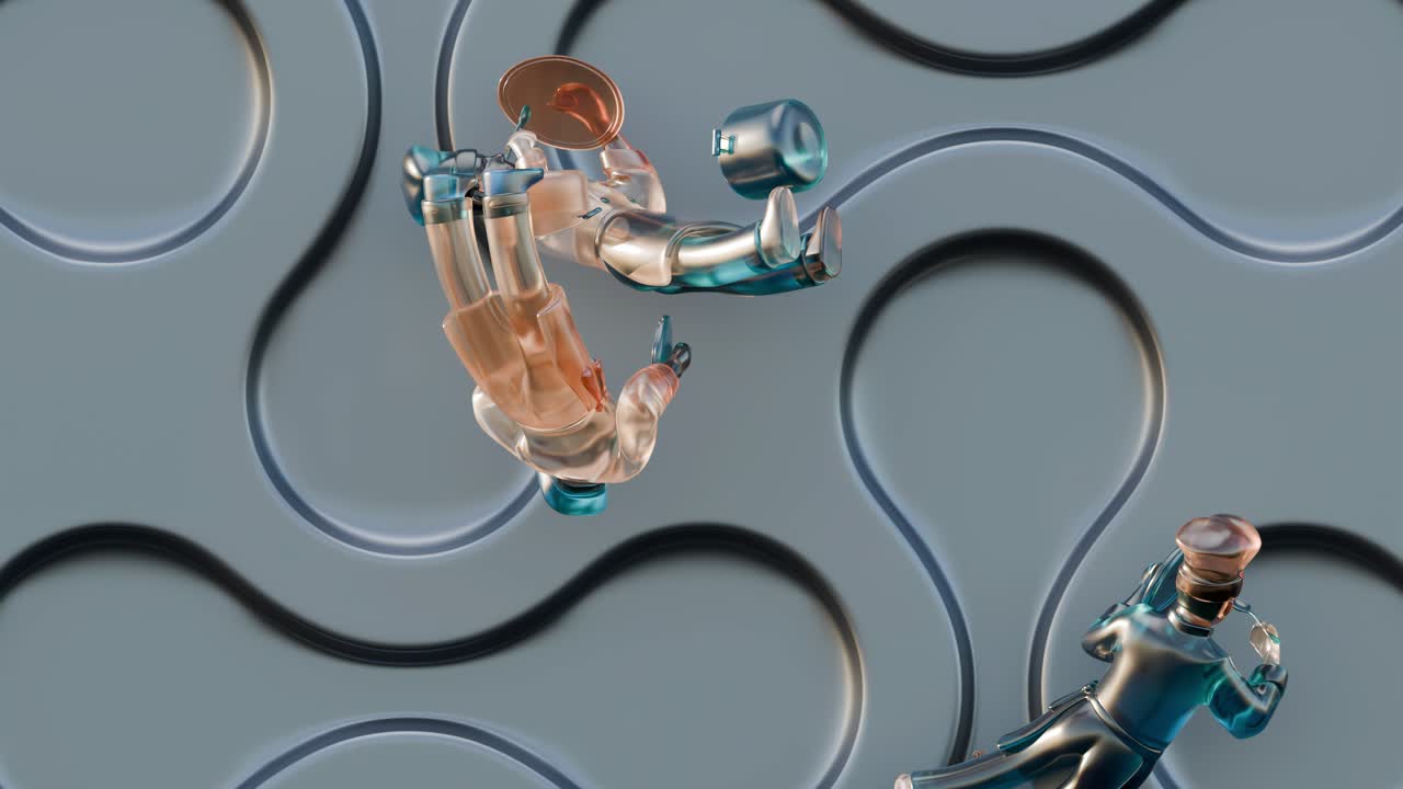 Abstract Robots on Patterned Background