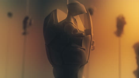 crushed android heads on spikes on the yellow background