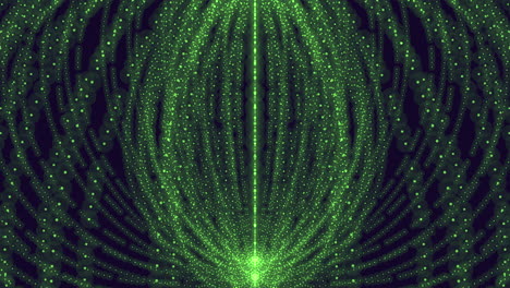 emerald spiral futuristic digital artwork of green dots on black