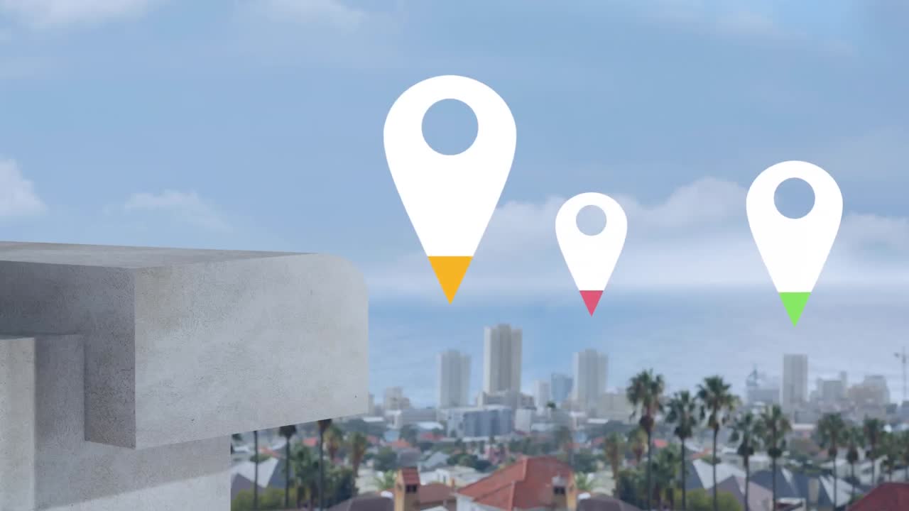 alfileres de ubicación sobre el paisaje