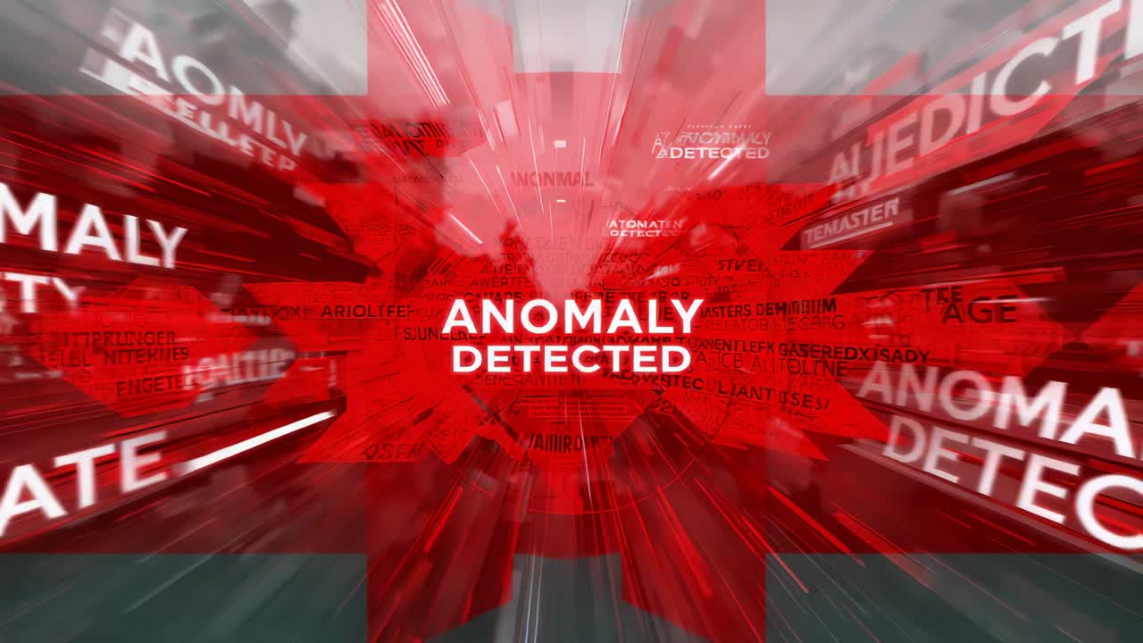Showing central white ANOMALY DETECTED text on dashboard starting radial zoom growing blur alerting
