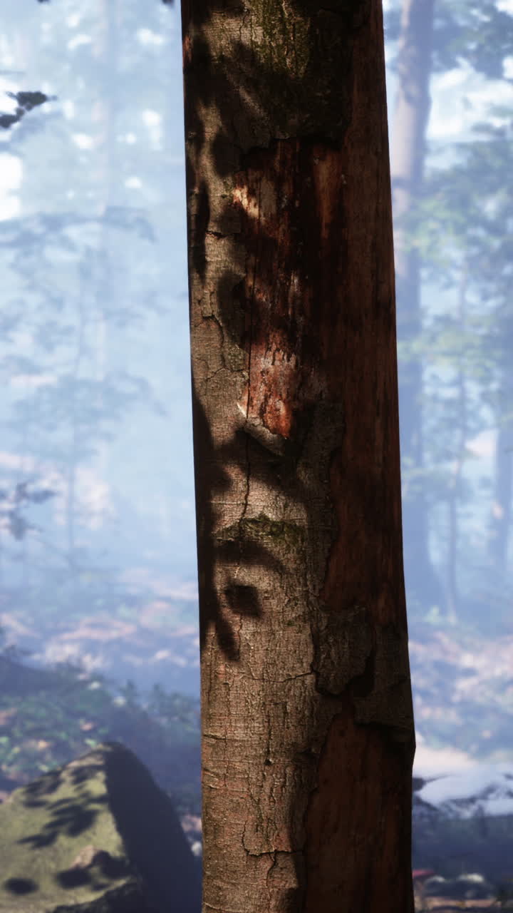 숲 속 의 나무 줄기 의 클로즈업