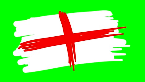 england flag drawing on green screen isolated whiteboard