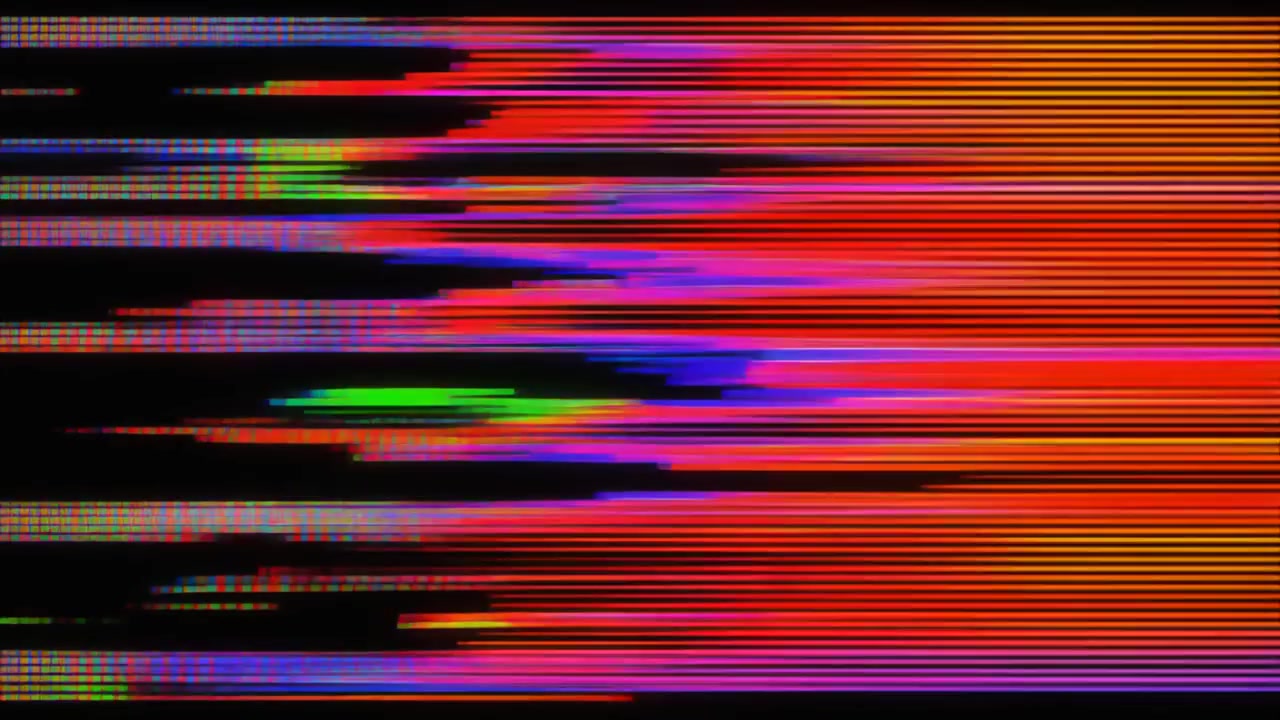 Digital Glitch Effect with Colorful Horizontal Lines and Noise