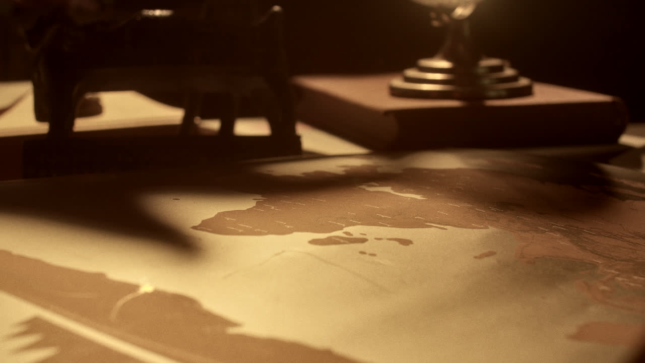 Vintage Desk with World Map