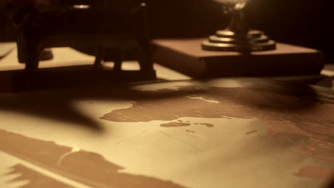 vintage desk with world map