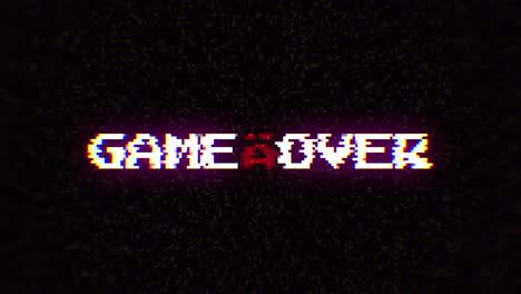 Absichtliche-FX-Animation-Mit-Digitaler-Artefaktinjektion,-Dekodierung-Eines-Verrauschten,-Durcheinandergebrachten-8-Bit-Textes:-Game-Over